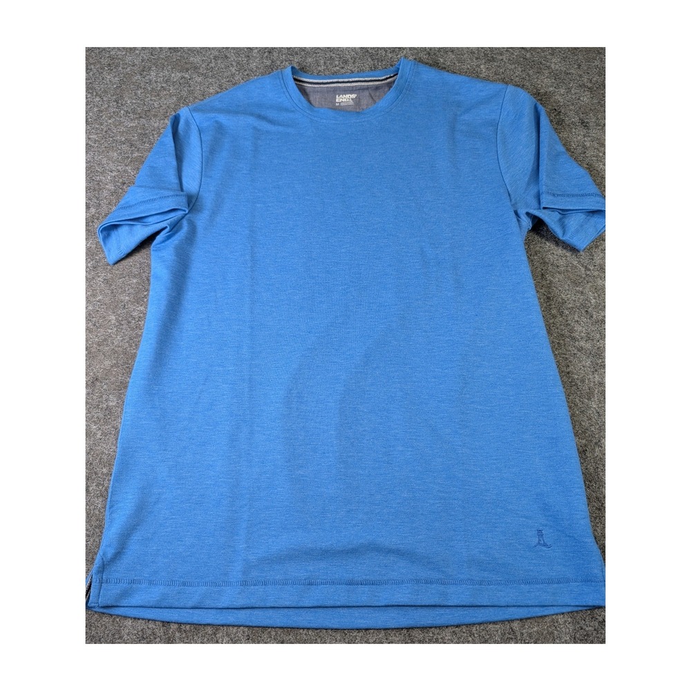 Lands End Mens Blue Heather Short Sleeve Crewneck T-Shirt Size Medium EUC